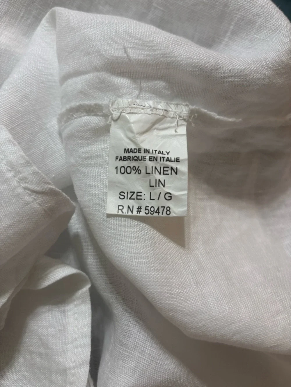 Italian Linen Dress White Sleeveless Tie Back Midi Relaxed Fit Coastal Beach L - Picture 6 of 6